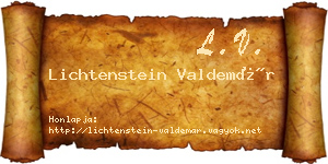 Lichtenstein Valdemár névjegykártya